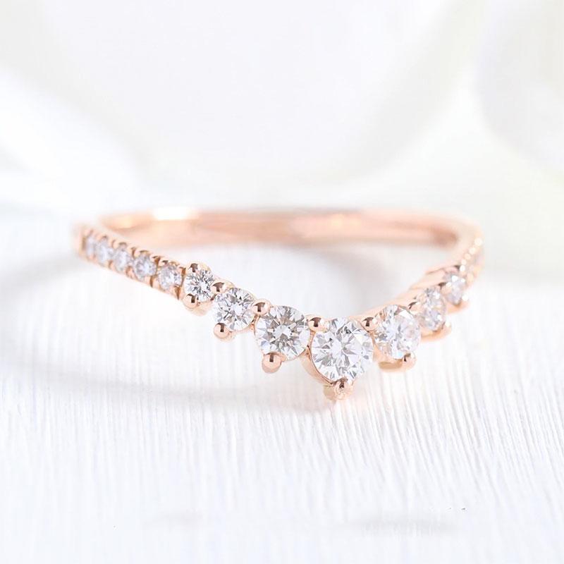 Stunning Chic Thin V Shaped Stacking Wedding Band In Sterling Silver-Sterling Silver-lornajewelry