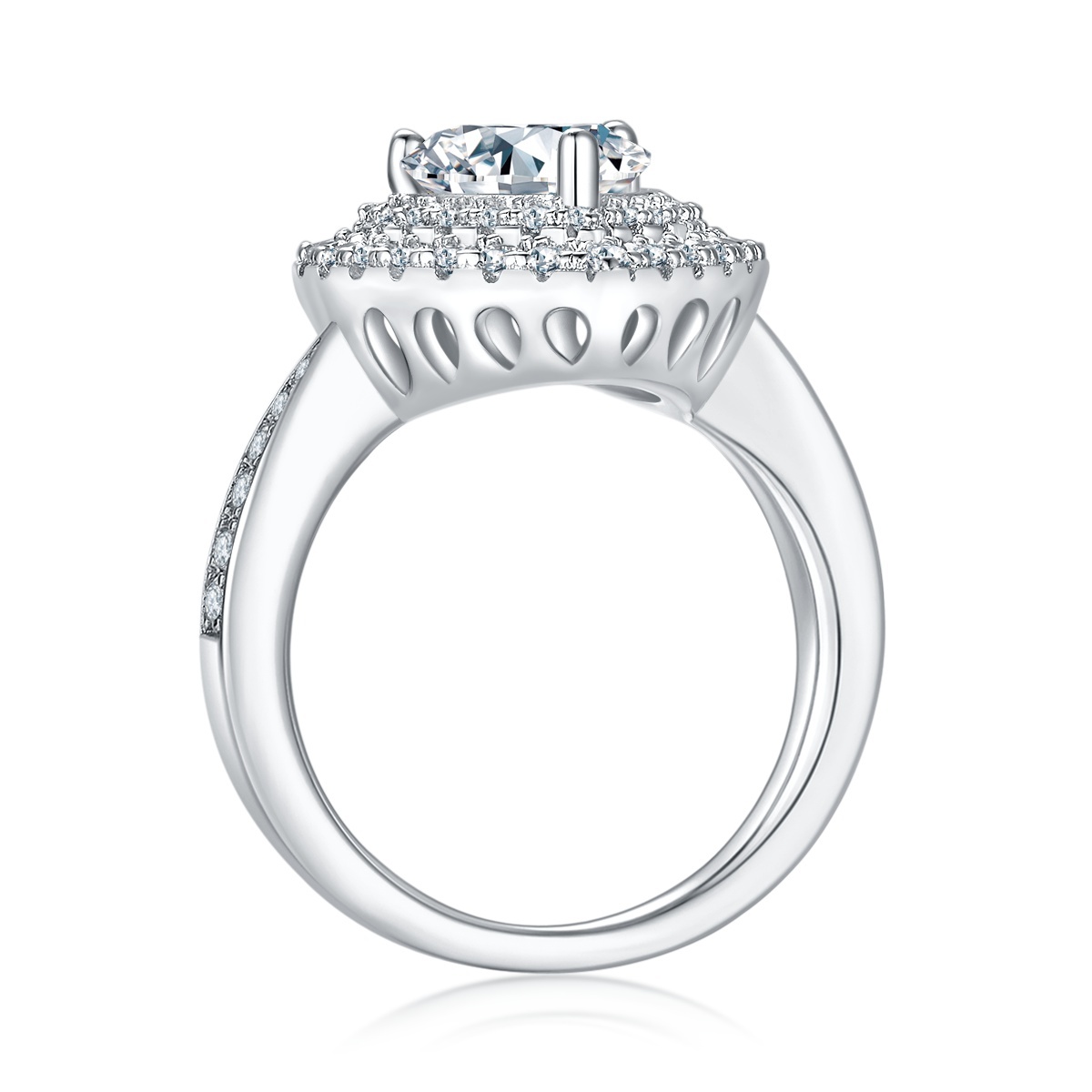 2Ct Moissanite Heart Cut Luxury Halo Engagement Ring in Sterling Silver-Sterling Silver-lornajewelry