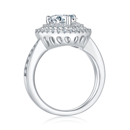 2Ct Moissanite Heart Cut Luxury Halo Engagement Ring in Sterling Silver-Sterling Silver-lornajewelry