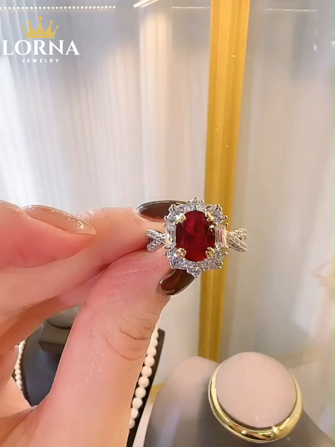 1Ct Vintage Twist Oval Cut Ruby Engagement Ring In Sterling Silver