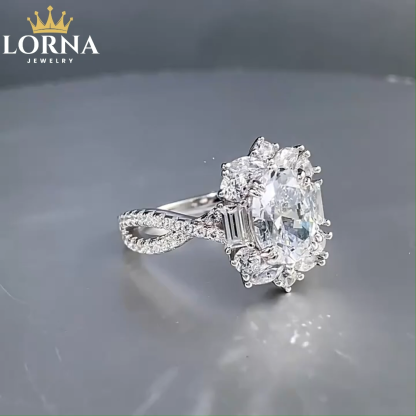 1.5Ct White Oval Cut Prong Setting Classic Style Ring