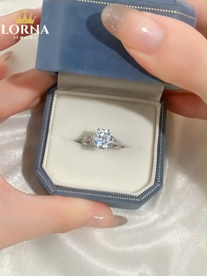 3Ct Moissanite Round Cut Pave Split Shank Ring