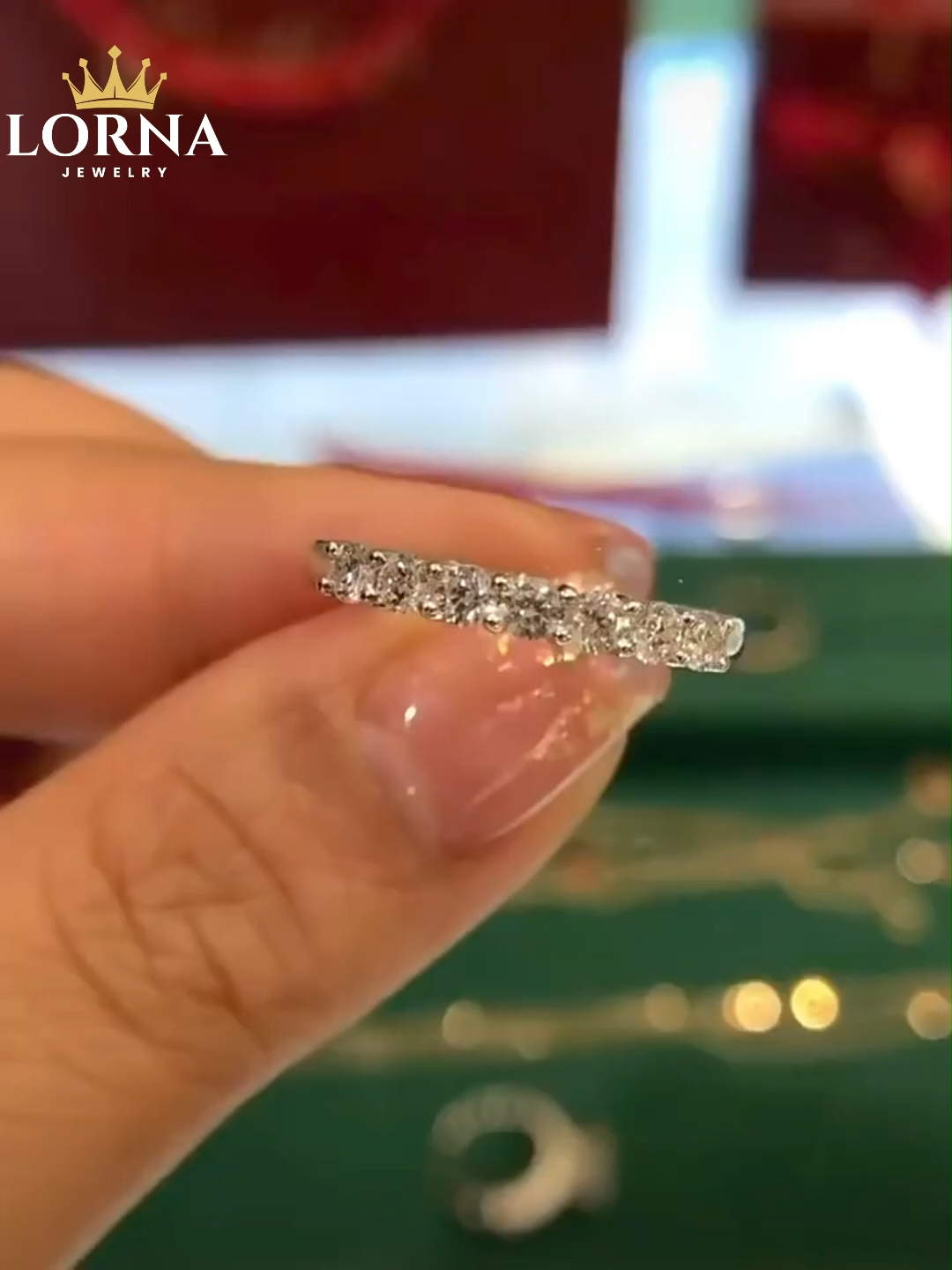 Round Moissanite Sterling Silver Wedding Band Stackable Ring