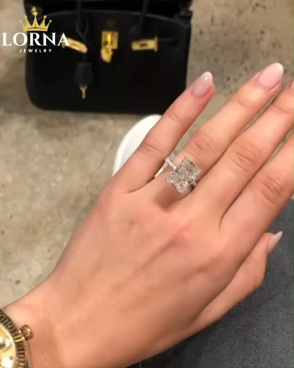 7Ct Classic Big Radiant Cut Simulated Diamond Engagement Ring for Women