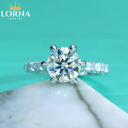 1Ct/2Ct/3Ct Moissanite Nine Stone Round Cut Half Eternity Engagement Ring