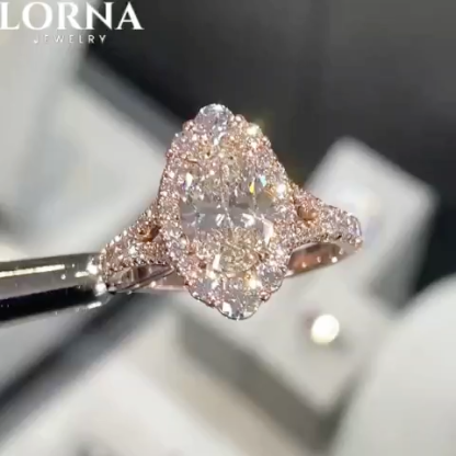 4Ct Oval Cut Vintage-Inspired Halo Pavé Engagement Ring in Sterling Silver