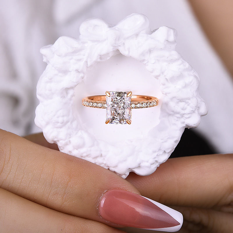 1.5Ct Elegant Sterling Silver Radiant Cut  Engagement Ring-Sterling Silver-lornajewelry