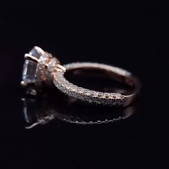 2Ct Deluxe Full Pave Rose Gold Engagement Ring in Sterling Silver