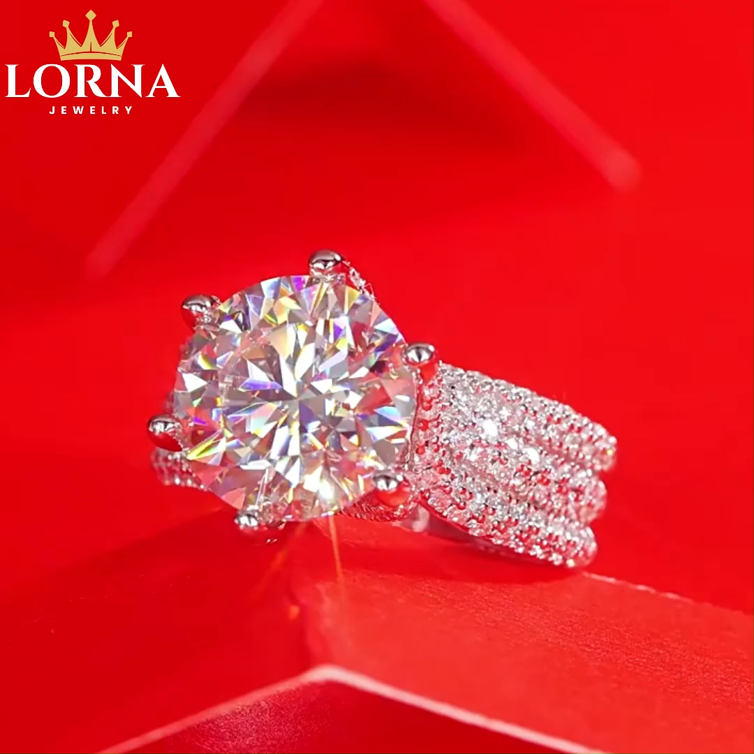 5Ct Moissanite Round Cut Luxury Setting Promise Women's Ring