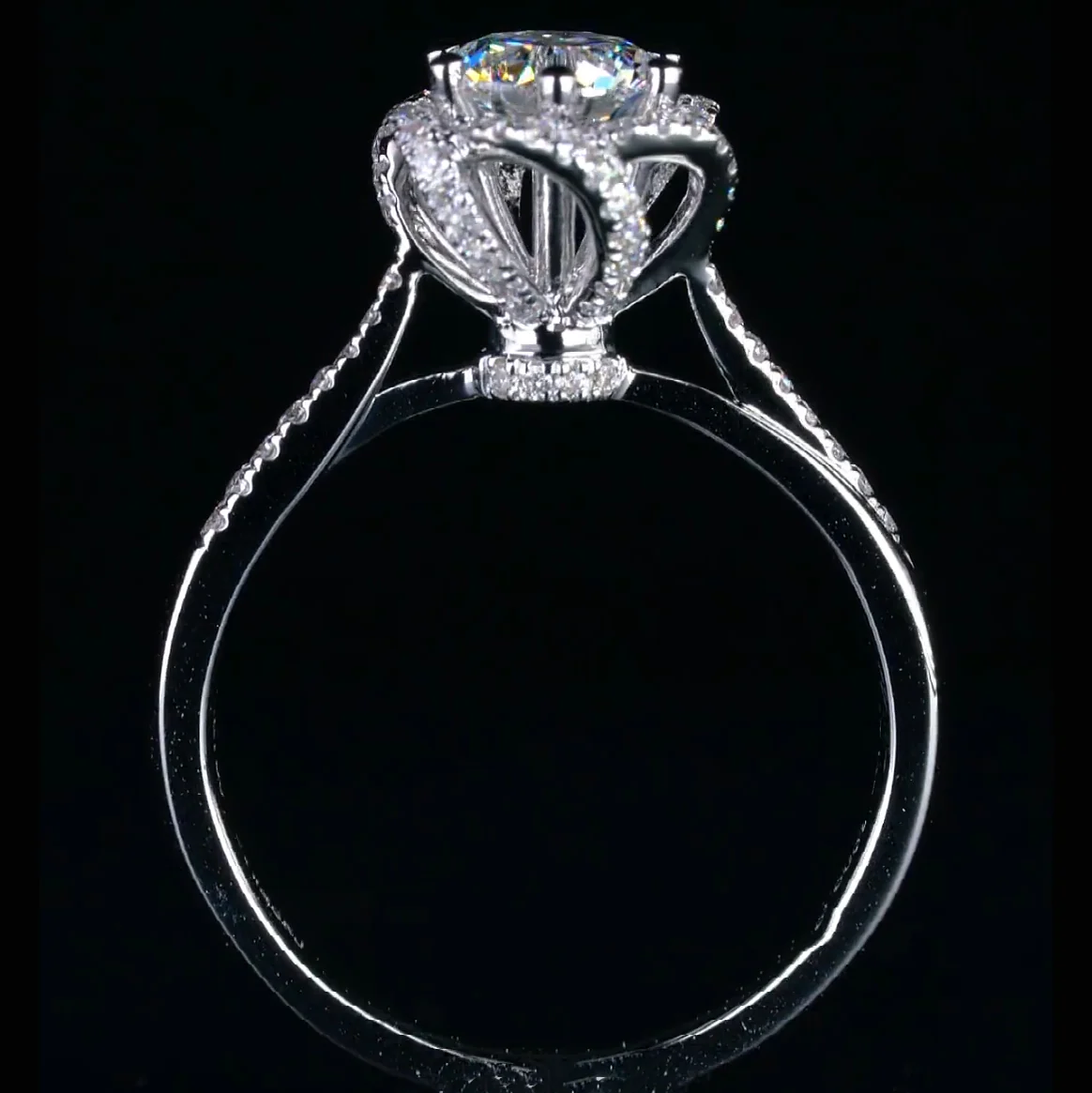 1Ct Moissanite Twist Flower Design Engagement Ring