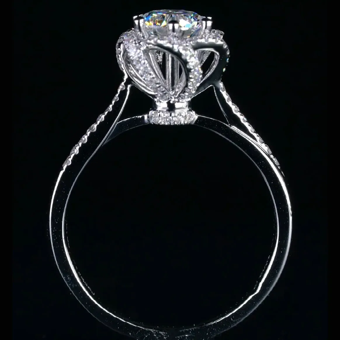 1Ct Moissanite Twist Flower Design Engagement Ring