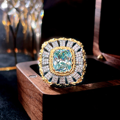 3.5Ct Luxury Cushion Cut Green Tourmaline Intricate Design Buccellati Style Ring-Sterling Silver-lornajewelry