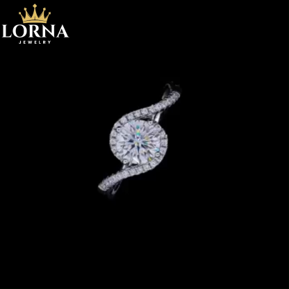 1Ct Moissanite Round Angel Eyes Sterling Silver Engagement Ring