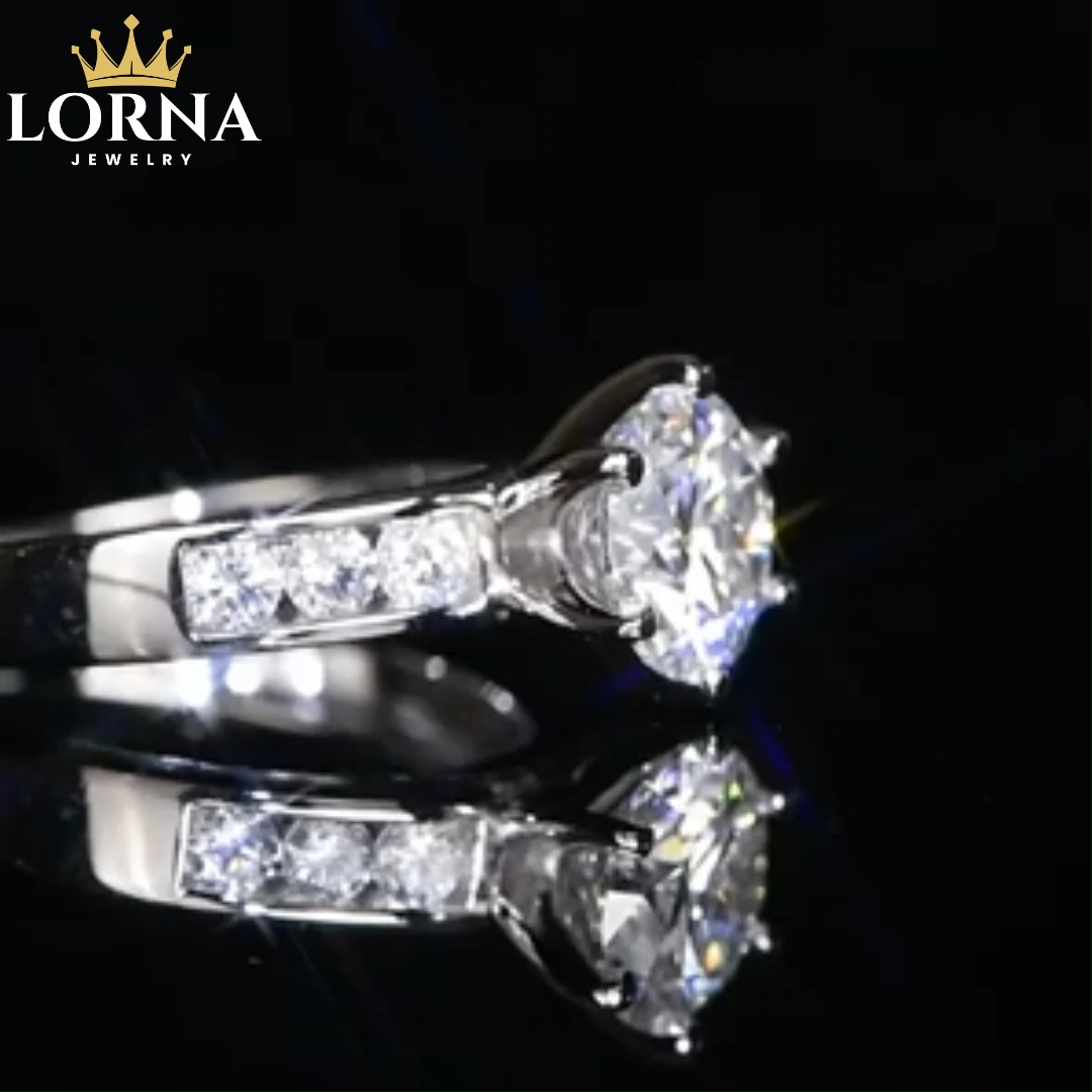 2Ct Moissanite Round Cut Channel Set Engagement Ring