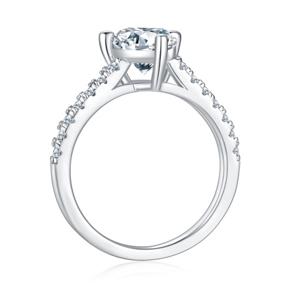 2Ct Moissanite Pear Cut Pave Setting Engagement Ring in Sterling Silver-Sterling Silver-lornajewelry
