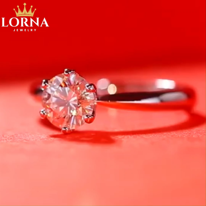 1Ct/2Ct/3Ct/5Ct Moissanite Classic Solitaire Six-Prong Sterling Silver Engagement Ring