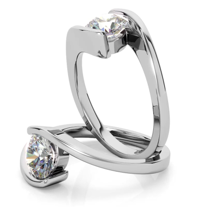 1Ct Moissanite Solitaire Tension Set Bypass Engagement Ring