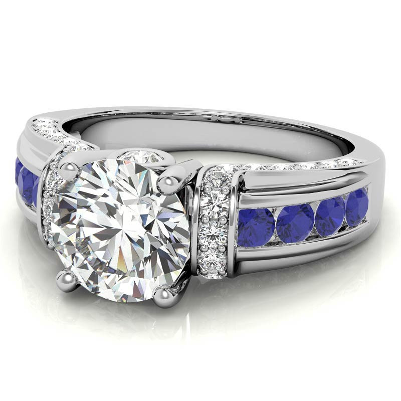 3Ct Moissanite Round Cut Two-Tone Sterling Silver Engagement Ring-Sterling Silver-lornajewelry