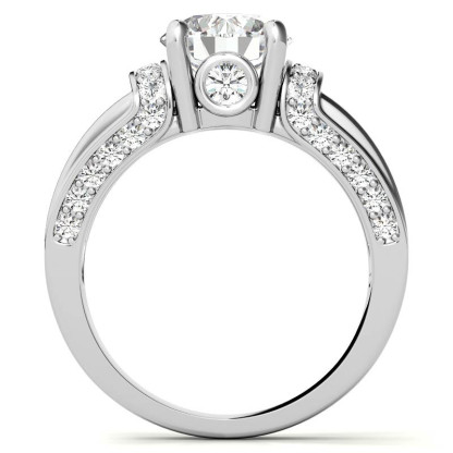 3Ct Moissanite Round Cut Two-Tone Sterling Silver Engagement Ring-Sterling Silver-lornajewelry