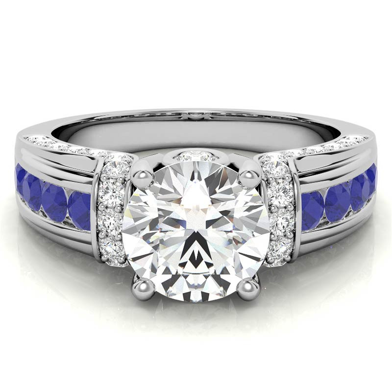 3Ct Moissanite Round Cut Two-Tone Sterling Silver Engagement Ring-Sterling Silver-lornajewelry