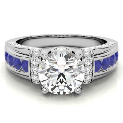 3Ct Moissanite Round Cut Two-Tone Sterling Silver Engagement Ring-Sterling Silver-lornajewelry