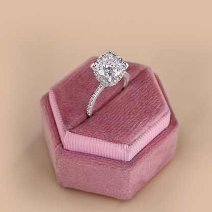 3.5Ct Classic Cushion Cut Women's Engagement Ring In Sterling Silver-Sterling Silver-lornajewelry