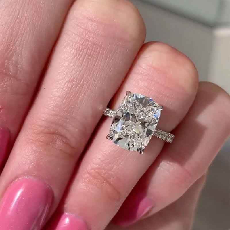5Ct Bright Crushed Ice Cushion Cut Engagement Ring For Women In Sterling Silver-Sterling Silver-lornajewelry