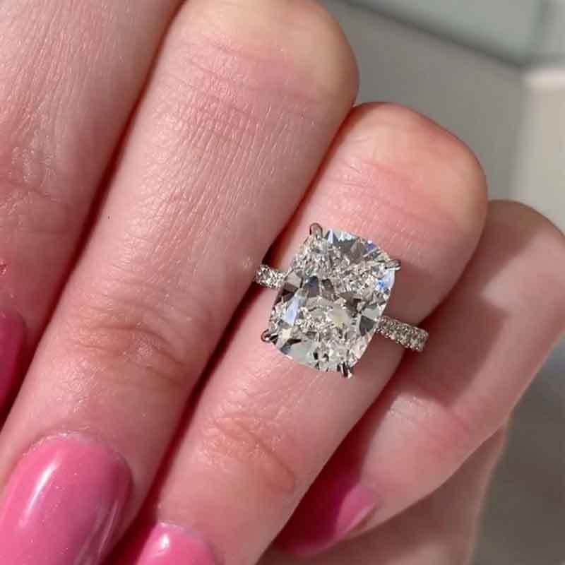 5Ct Bright Crushed Ice Cushion Cut Engagement Ring For Women In Sterling Silver-Sterling Silver-lornajewelry