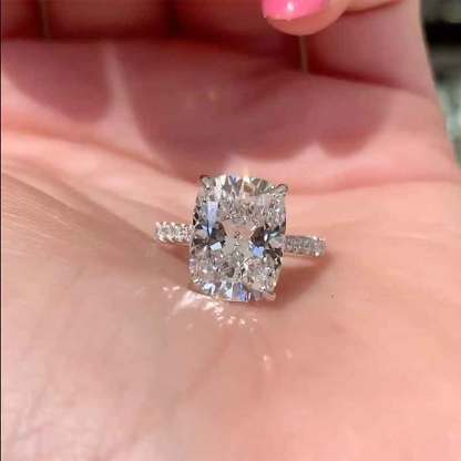 5Ct Bright Crushed Ice Cushion Cut Engagement Ring For Women In Sterling Silver-Sterling Silver-lornajewelry