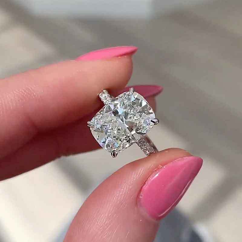 5Ct Bright Crushed Ice Cushion Cut Engagement Ring For Women In Sterling Silver-Sterling Silver-lornajewelry
