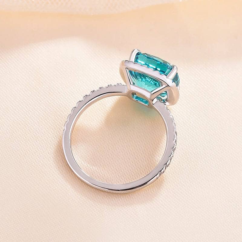 5Ct Exquisite Halo Cushion Cut Cyan Blue Engagement Ring In Sterling Silver-Sterling Silver-lornajewelry