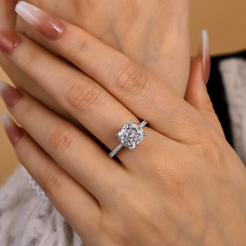3.5Ct Classic Cushion Cut Women's Engagement Ring In Sterling Silver-Sterling Silver-lornajewelry