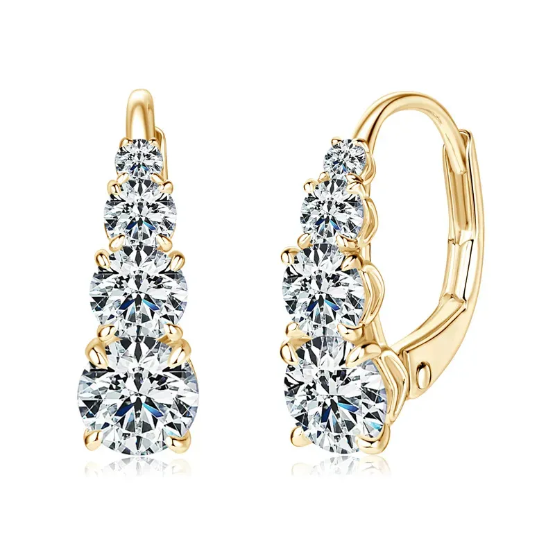Moissanite Leverback Earrings with Four Stones