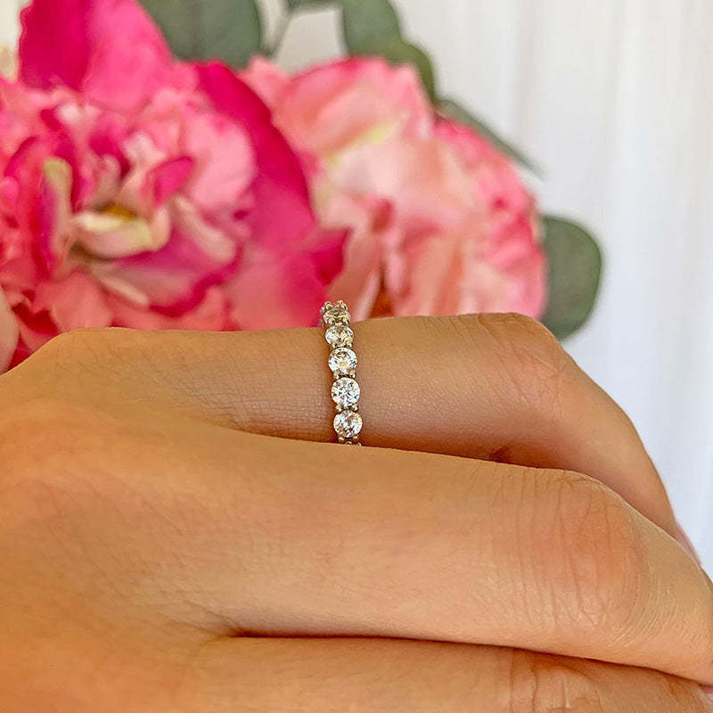 Eternity Round Cut  Women's Wedding Band In Sterling Silver-Sterling Silver-lornajewelry