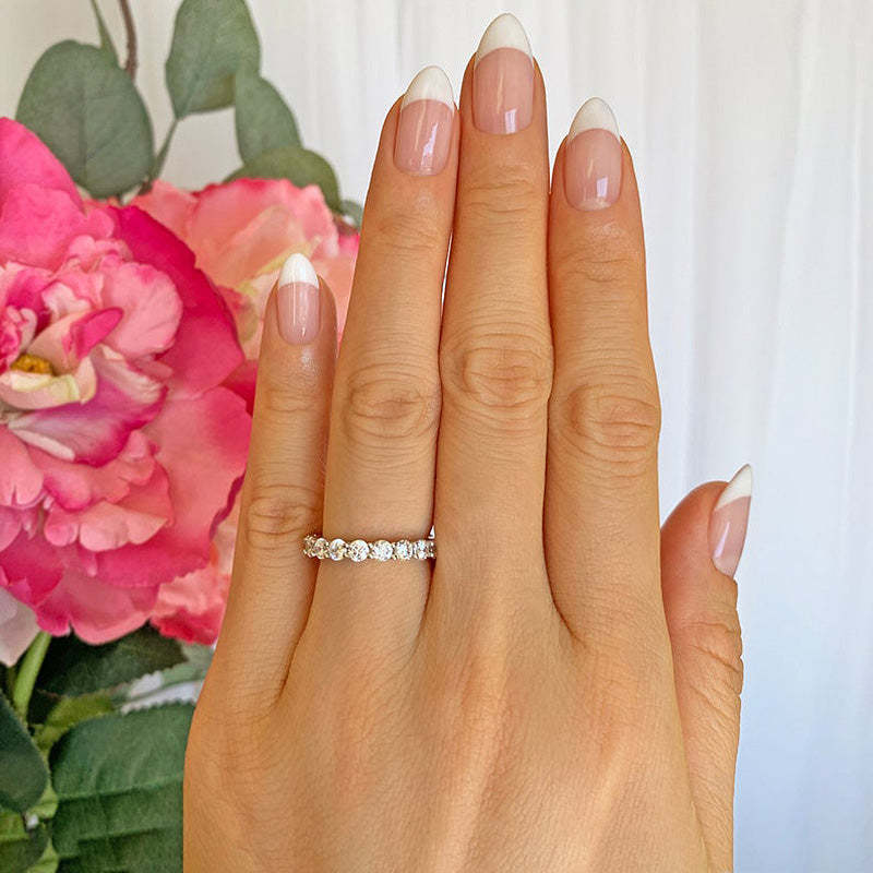 Eternity Round Cut  Women's Wedding Band In Sterling Silver-Sterling Silver-lornajewelry