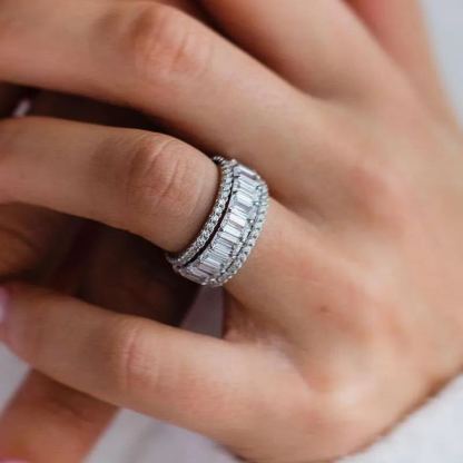 Luxurious 3PC Wedding Band Set For Women In Sterling Silver-Sterling Silver-lornajewelry