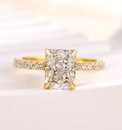 1.5Ct Elegant Sterling Silver Radiant Cut  Engagement Ring-Sterling Silver-lornajewelry
