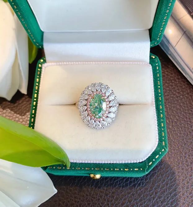 2.5Ct Luxury Oval Paraiba Color Gemstone Ring with Double Halo Design-Sterling Silver-lornajewelry