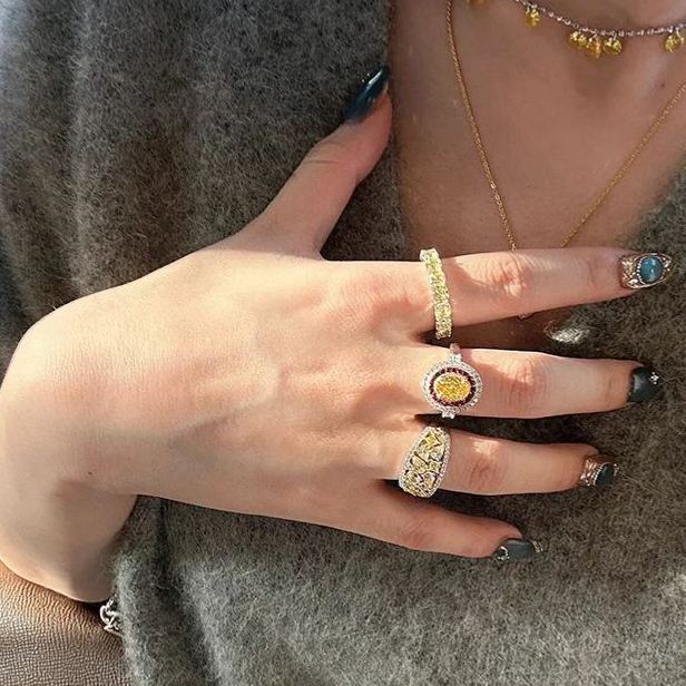 3Ct Luxury Yellow Oval Stone Double Halo Design Ring-Sterling Silver-lornajewelry