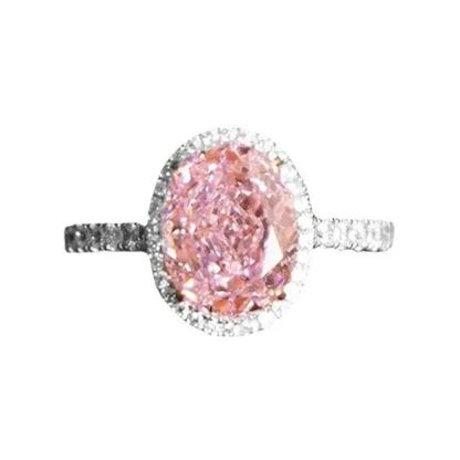 2.5Ct Oval Pink Gemstone Halo Ring Silver Band-Sterling Silver-lornajewelry