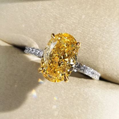 4.5Ct Yellow Oval Gemstone Gold Prong Setting Ring-Sterling Silver-lornajewelry