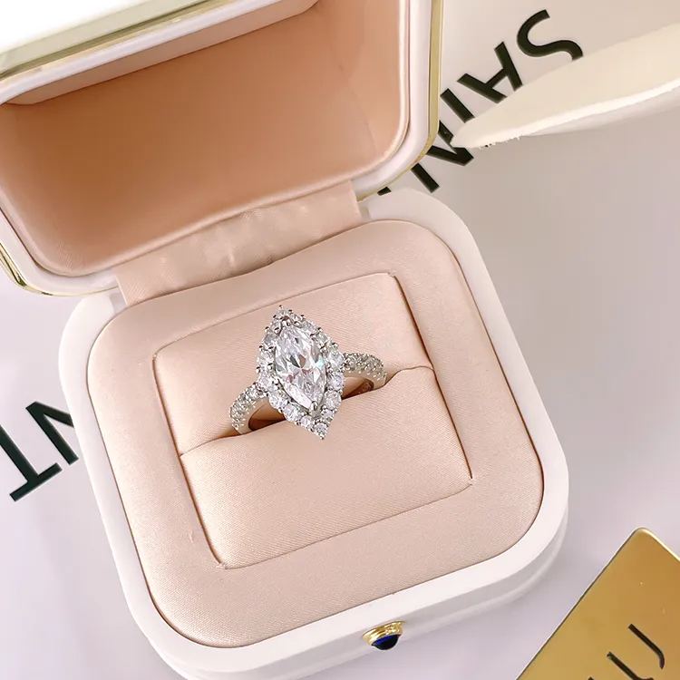 1.5Ct White Marquise Cut Pave Setting Classic Style Ring-Sterling Silver-lornajewelry