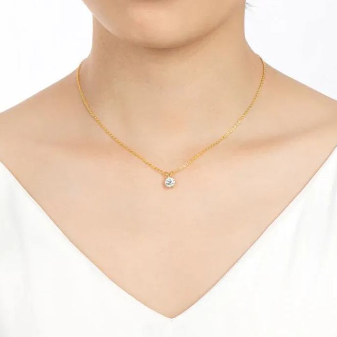 Moissanite  Lovely 4 Prong Round Cut Pendant Necklace-Sterling Silver-lornajewelry