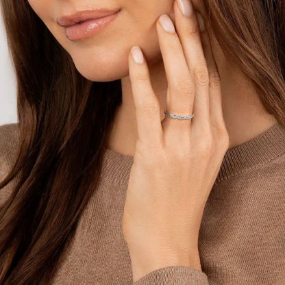 Moissanite Twist Eternity Wedding Band Stackable Ring-Sterling Silver-lornajewelry