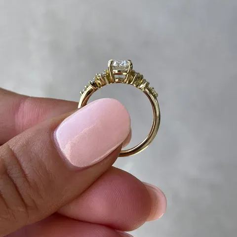 1.5Ct Oval Solitaire with Accent Stones Engagement Ring