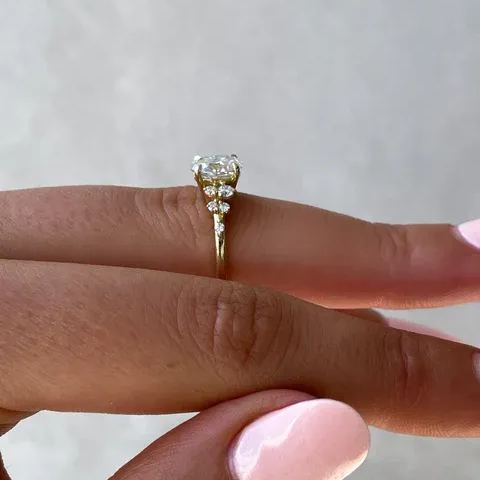 1.5Ct Oval Solitaire with Accent Stones Engagement Ring