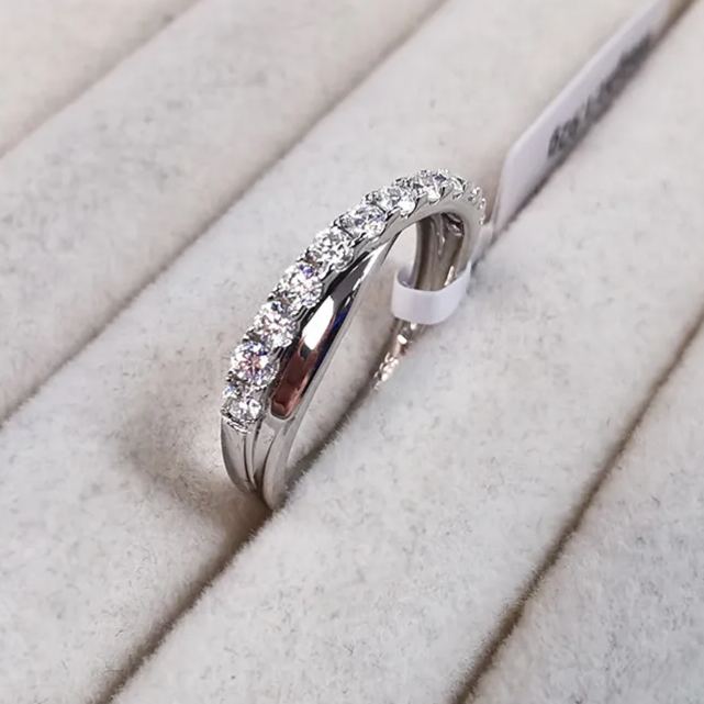 [Copy]Moissanite Pave Full Eternity Wedding Band Stackable Ring In Sterling Silver