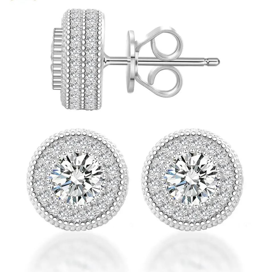 [Copy]⏰ Limited Time Offer - Moissanite Round Six Prong Sterling Silver Stud Earrings Anniversary Day Gifts For Men Women