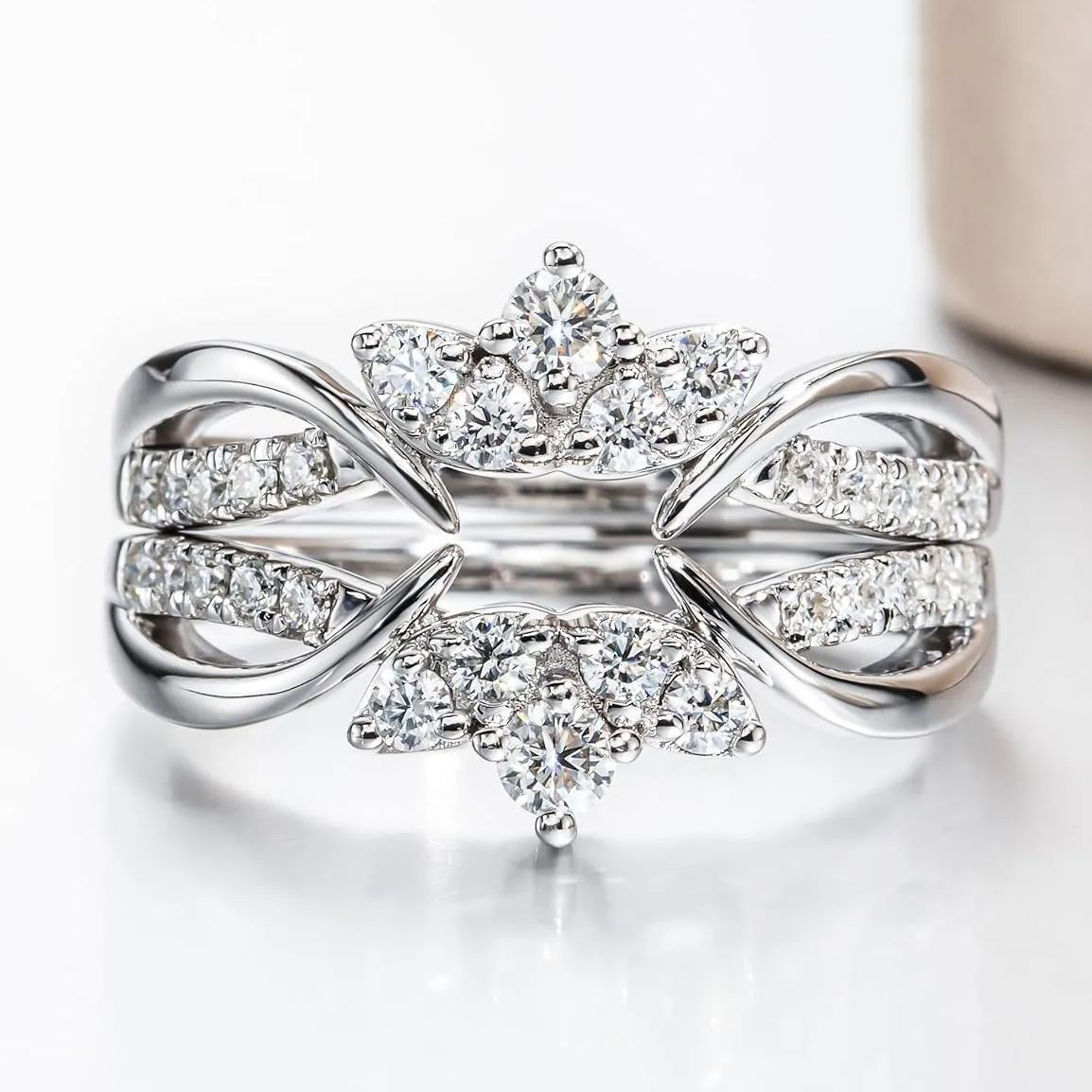 Sterling Silver Guard Ring Enhancer for Engagement Rings Stackable Elegant Adjustable