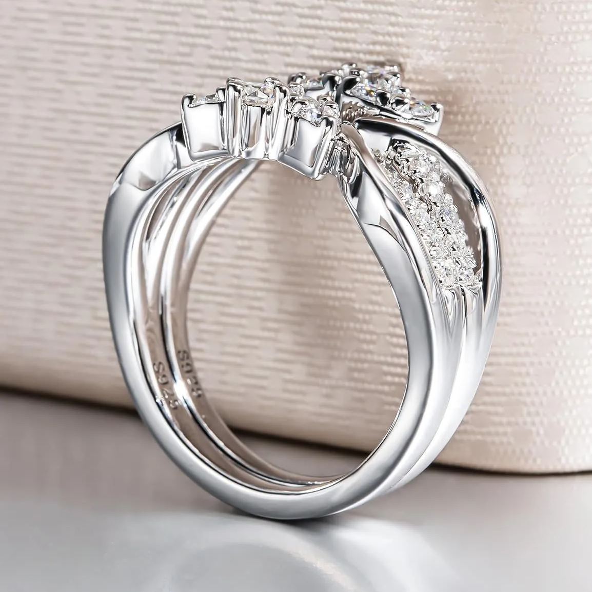 Sterling Silver Guard Ring Enhancer for Engagement Rings Stackable Elegant Adjustable